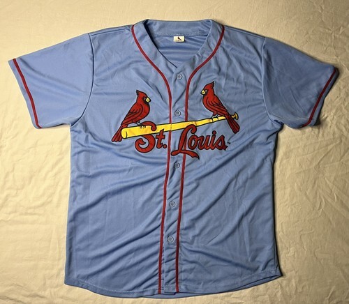 St Louis Cardinals Promotional Jersey Men’s XL Blue Embroidered MLB Base... - $25.00