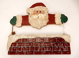 Plank Board Christmas Hanging Sign, HO-HO-HO Merry Christmas Chimney Santa, 2-Pc - £15.37 GBP