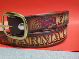 FARMALL Tractor Top Grain Cowhide LEATHER BELT &amp; Standard  Buckle -NEW - £27.59 GBP