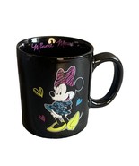 Disney Minnie Mouse Black Coffee Tea Mug Cup Minnie&#39;s Signature Hearts - £8.36 GBP