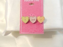 Holiday Lane Gold-Tone Enamel heart &quot;I Love You&quot; Pin M710 $24 - £9.76 GBP