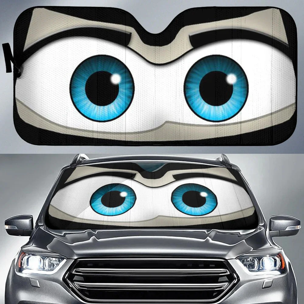 Car Cute Eyes Pattern Durable Sun Shade Interior Protector Heat Reflector Car - £17.10 GBP