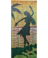Natural Bamboo Beaded Curtain Hula Silohuette Beads Window Doors Room Di... - $72.26