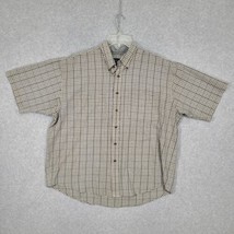 Van Heusen Men&#39;s Dress Shirt Short Sleeve Brown Plaid Wrinkle Free XL 17... - $10.64
