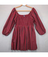 Old Navy Red Tartan Plaid Smocked Mini Dress Size XL Petite Puff Sleeve ... - $459.38 MXN