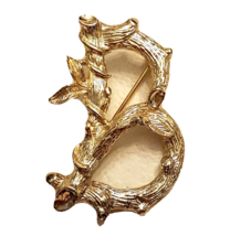 Sarah Coventry Initial B Pin 1.75&quot; Branch Leaves VTG Scroll Work Lapel Brooch - £15.50 GBP