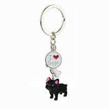 Black French Bulldog Keychain Frenchie Pendant Dog Key Chain Enamel - £12.01 GBP