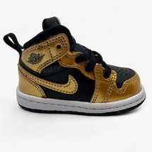 Jordan 1 Mid SE TD Black Metallic Gold White Baby Toddler Size 4 Sneaker - £44.83 GBP