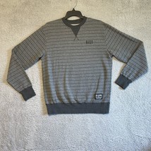 Billabong Striped Crew Meck Sweatshirt Grey/Black Medium - $16.34
