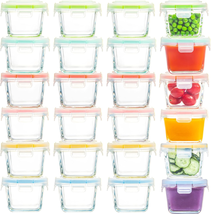 5 Oz Square Glass Food Storage Containers Set of 24, Small Containers wi... - $50.62