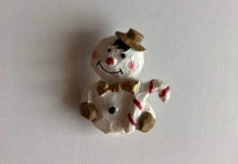 Snowman With A Candy Cane Christmas Pin - £11.76 GBP
