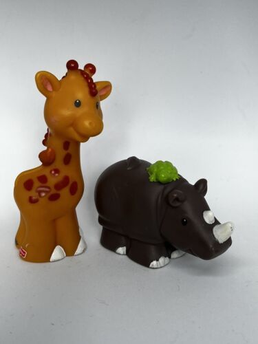 Little People Safari Zoo Animals Zebra Rhino Bundle Fisher Price Lot Of Two - $7.47
