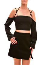 Finders Keepers Womens Crop Top Mirror Image Stylish Off Shoulder Black Size S - £29.12 GBP
