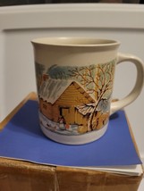 Vintage Sunnycraft Stoneware Collection Mug Winter Holiday #21108 Korea Snow - $13.54