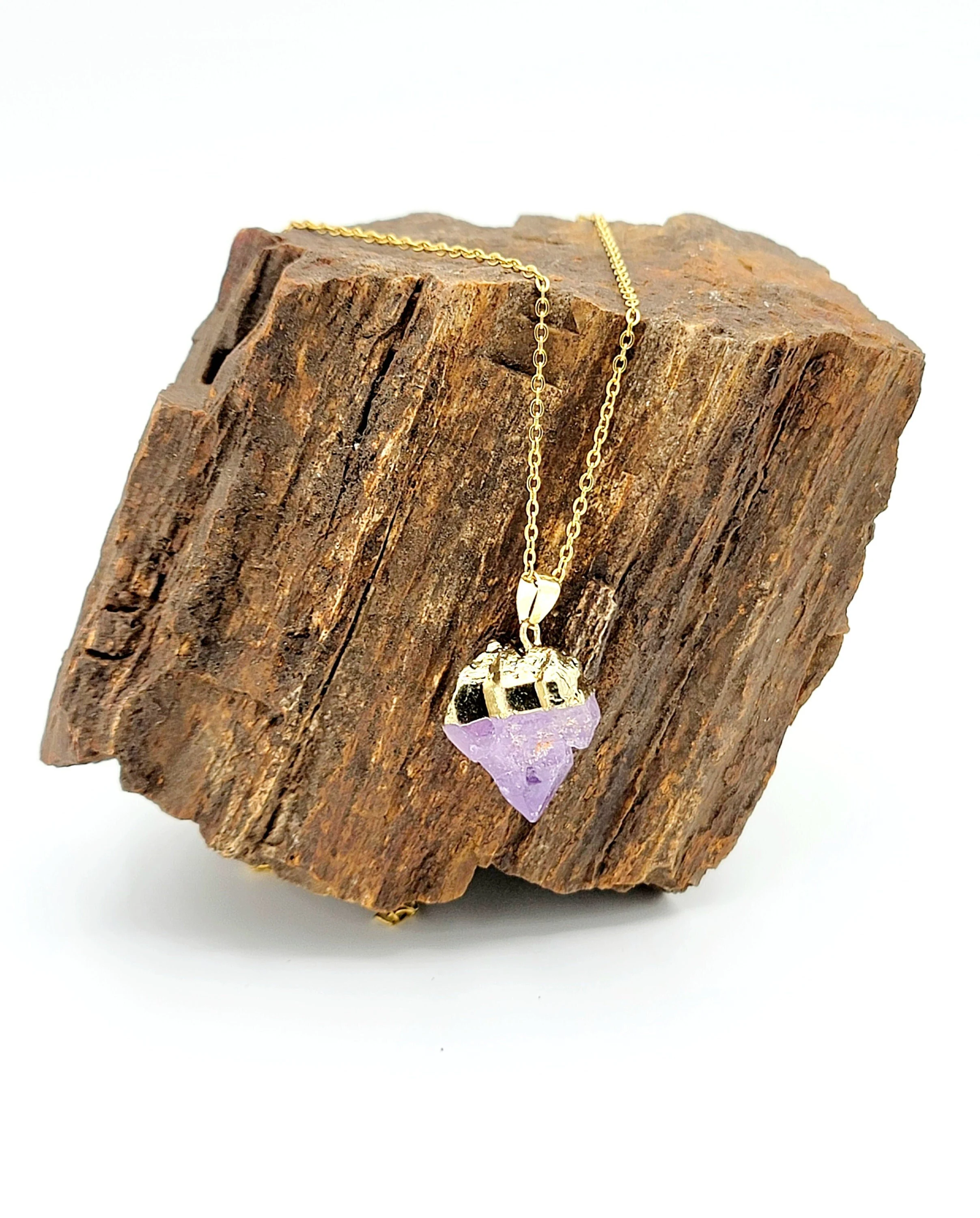 Purple Amethyst Crystal Necklace - Rough Crystal - Gemstone - Raw Stone - Gift - $13.99