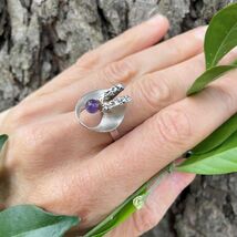 Natural Amethyst Sterling Silver 1970s Ring Unisex Silver Vintage Rings ... - $379.14