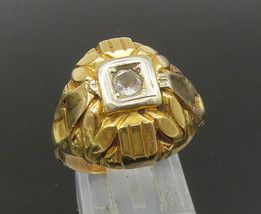 EUROPEAN 18K GOLD - Vintage Antique Cubic Zirconia Cocktail Ring Sz 9 - GR177 - £242.16 GBP