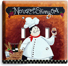 Drunk French Fat Chef Double Light Switch Wall Plates Kitchen Dining Room Decor - £11.17 GBP
