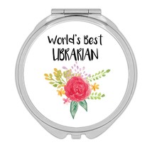 World&#39;s Best Librarian : Gift Compact Mirror Work Job Cute Flower Christ... - $12.99