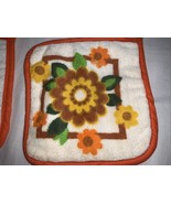 NEW Vtg SAYCO Kitchen Pot Holder FLOWER Festival  Cotton USA Screen Print - $20.26 CAD
