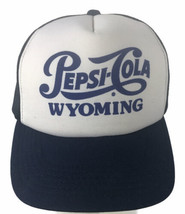 Rare Vintage Pepsi Cola Wyoming Snapback Trucker Hat Mesh Blue - £12.90 GBP