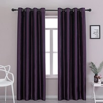 Gyrohome Faux Silk Blackout Curtains, Fully Lined Solid, Purple, 52X84, 2 Panels - £55.94 GBP