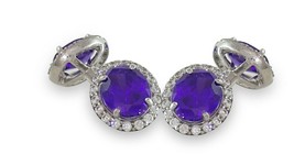 3.10Ct Oval Cut Simulated  Amethyst Wedding Cufflinks 14k White Gold Pla... - £87.58 GBP