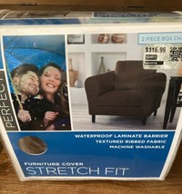 Perfect Fit Box Chair CHOCOLATE Stretch Fit Cover Slipcover 2 pieces - $29.95