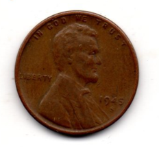 1945 S Lincoln Wheat Penny- Circulated  - £7.94 GBP