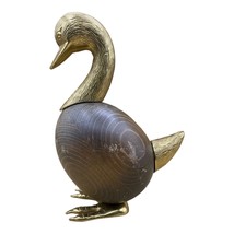 Vintage 1980 Dolbi Cashier Teak Wood Wooden Duck Bird Duck Brass READ - £87.00 GBP