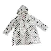 Betsey Johnson White Black Polka Dots with Hearts Faux Fur Robe with Hood M/L  - £19.19 GBP