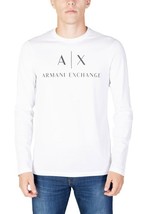 Armani Exchange Men T-Shirt White Short Sleeve Designer Logo Tee 2025 Co... - $93.05 CAD