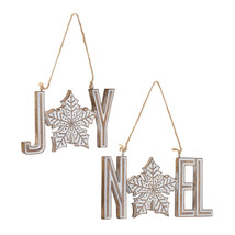 Joy and Noel Ornament (2 Asst) 3&quot;H, 3.5&quot;H Resin - £74.18 GBP