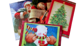 CHRISTMAS GIFT BOXES four 14 x 9.25 x 2" all different (D) - $2.40