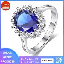 With Credentials Princess Cut 3.2ct Lab Sapphire Ring Original  Silver Color Eng - £11.24 GBP