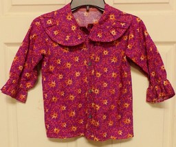 New Native American Ruffled Shirt Dress Girls Small Hot Pink Yellow Abt Shawnee - £17.80 GBP