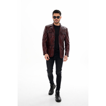 The Ravenna Burgundy Leather Men Jacket image 2