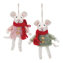 Mouse Ornament (Set of 6) 7&quot;H Foam/Polyester - £54.60 GBP