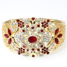 Sunspicems Elegent Crystal Wedding Jewelry Algeria Morocco Bangle Flower Cuff Br - £12.46 GBP