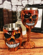 Ossaury Macabre Inferno Hell Fire Skull Face Beverage Wine Goblet And Mu... - $37.99