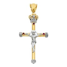 Dimaya 14k Two-Tone Gold Cubic Zirconia Fancy Crucifix Religious Pendant - £532.27 GBP