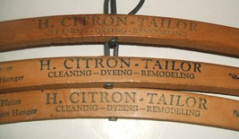 Six (6) wooden shirt hangers Los Angeles Calif tailors dry cleaners vintage 50s - £23.95 GBP