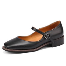 Ladies Shoes Flats Square Toe Buckle Strap Shallow Elegance Large Size 31-43 Sol - £47.95 GBP