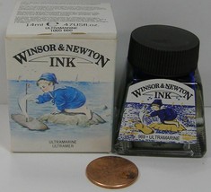 Windsor &amp; Newton Stamp Pad Ink .47oz. Glass Bottle    Ultramarine 660 - £4.78 GBP