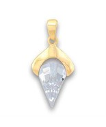 Gold Plated Pendant with Clear Rounded Triangle Cut CZ - No Chain - £8.30 GBP
