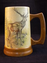 Beer Mug Glazed Pottery Beer Stein W/ Buck Art Signed M. Dalzell 5.5&quot; Tall - £11.89 GBP