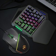 35 Keys Ergonomic Keyboard And Mouse Combo Colorful Backlight One-Handed Wired G - £11.86 GBP+
