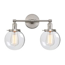 Industrial Style Wall Light Clear Double Sconce With 5.9 Inches Glass Round Cano - £136.54 GBP