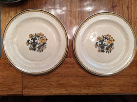 Ridgways England Royal Semi Porcelain Blackstone 8&quot; Salad Plates, 2, Vintage - £6.33 GBP