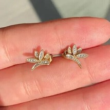 0.20Ct Round Simulated Diamond Dragonfly  Stud Earrings 14k Yellow Gold Plated - $67.21